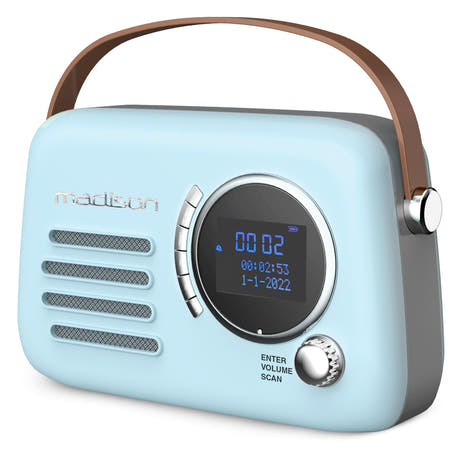 Madison Retro Radio med Bluetooth, FM och DAB (Ljusblå)