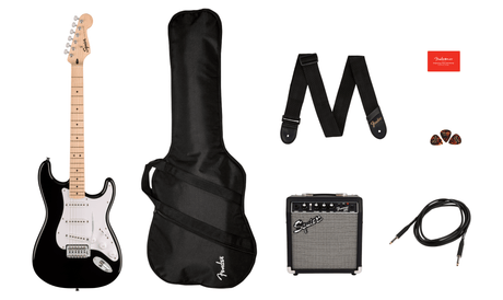 Fender Squier Sonic Stratocaster startsats för elgitarr (svart)