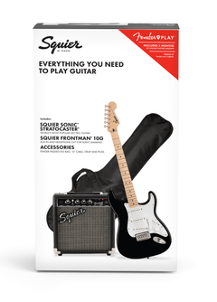 Fender Squier Sonic Stratocaster startsats för elgitarr (svart)