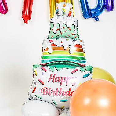 Folieballong "Grattis på födelsedagen!" Tårta (72 cm)