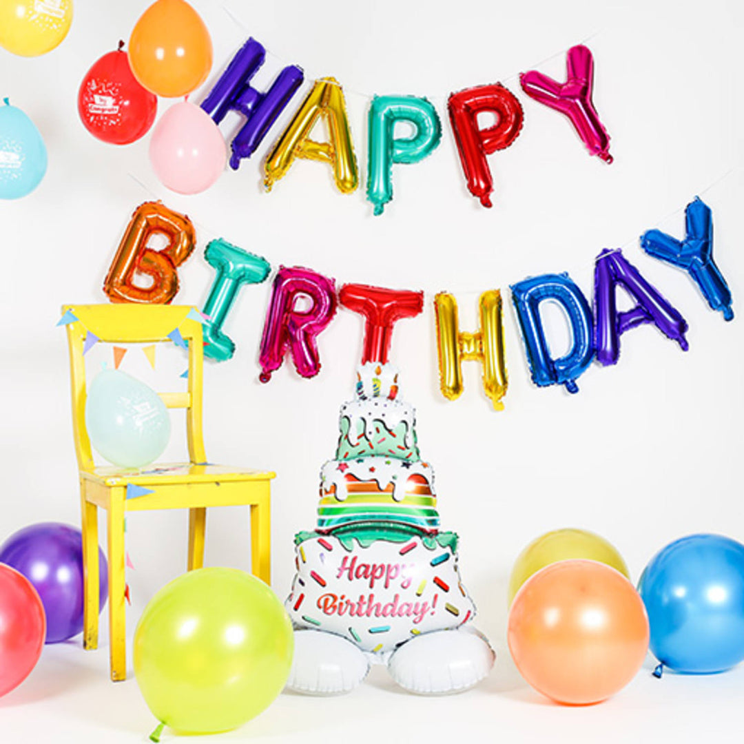 Folieballonger 'Happy Birthday' Flerfärgade 13 st. (Röd, 36 cm)