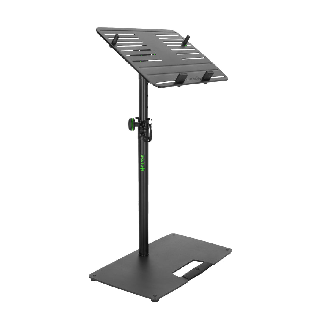 Gravity LTS T 02 B - Universell laptopstativ med justerbara hållpinnar och stålfot, svart