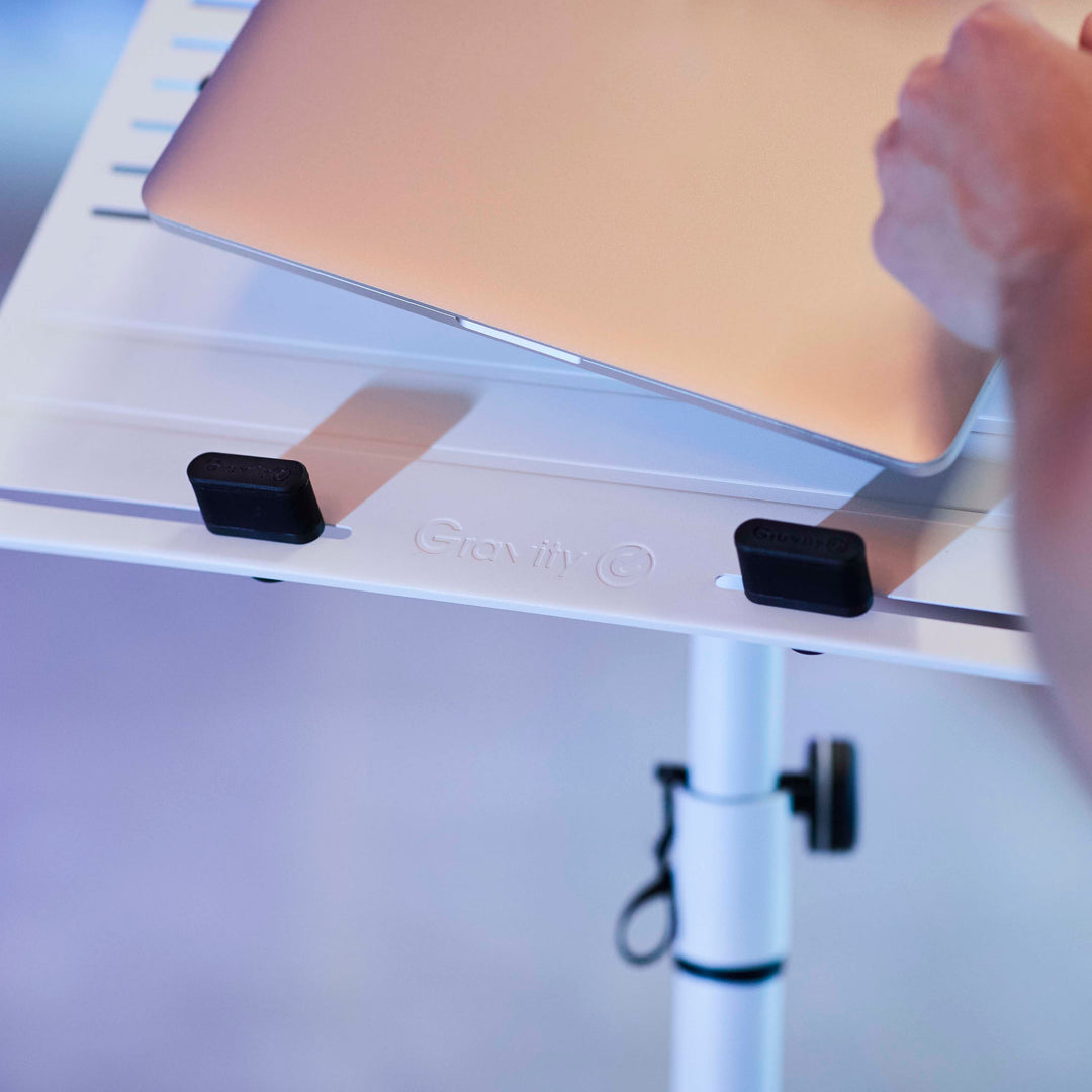 Gravity LTS T 02 W - Universell laptopstativ med justerbara hållstift och stålfot
