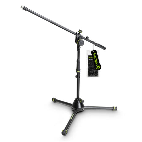 Gravity MS 4221 B - Kort mikrofonstativ med hopfällbar trebensfot och 2-punkts justerbar boomarm