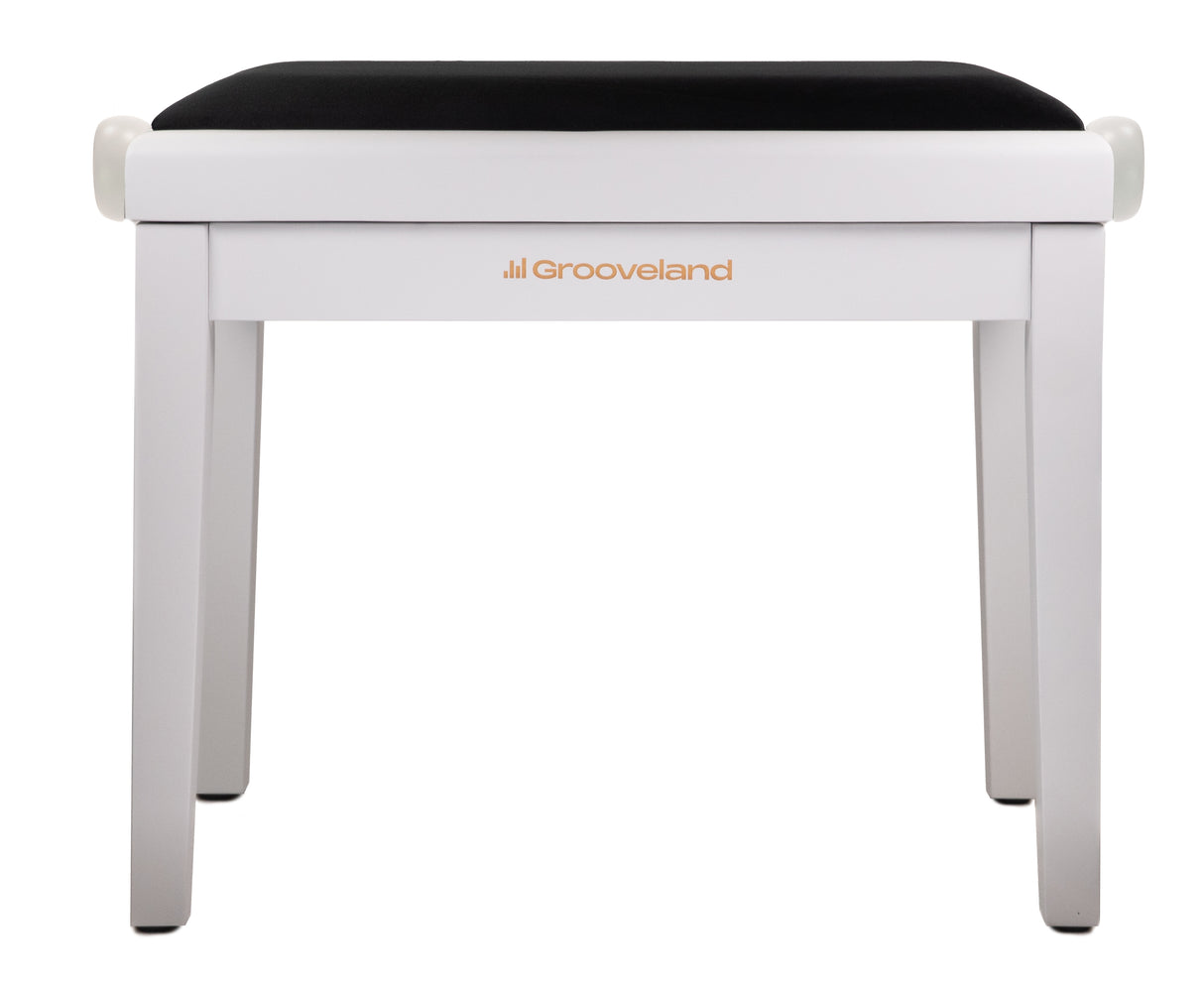 Grooveland KB200 Pianobänk (Matt Vit, Svart Sits)