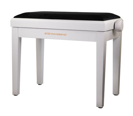 Grooveland KB200 Pianobänk (Matt Vit, Svart Sits)