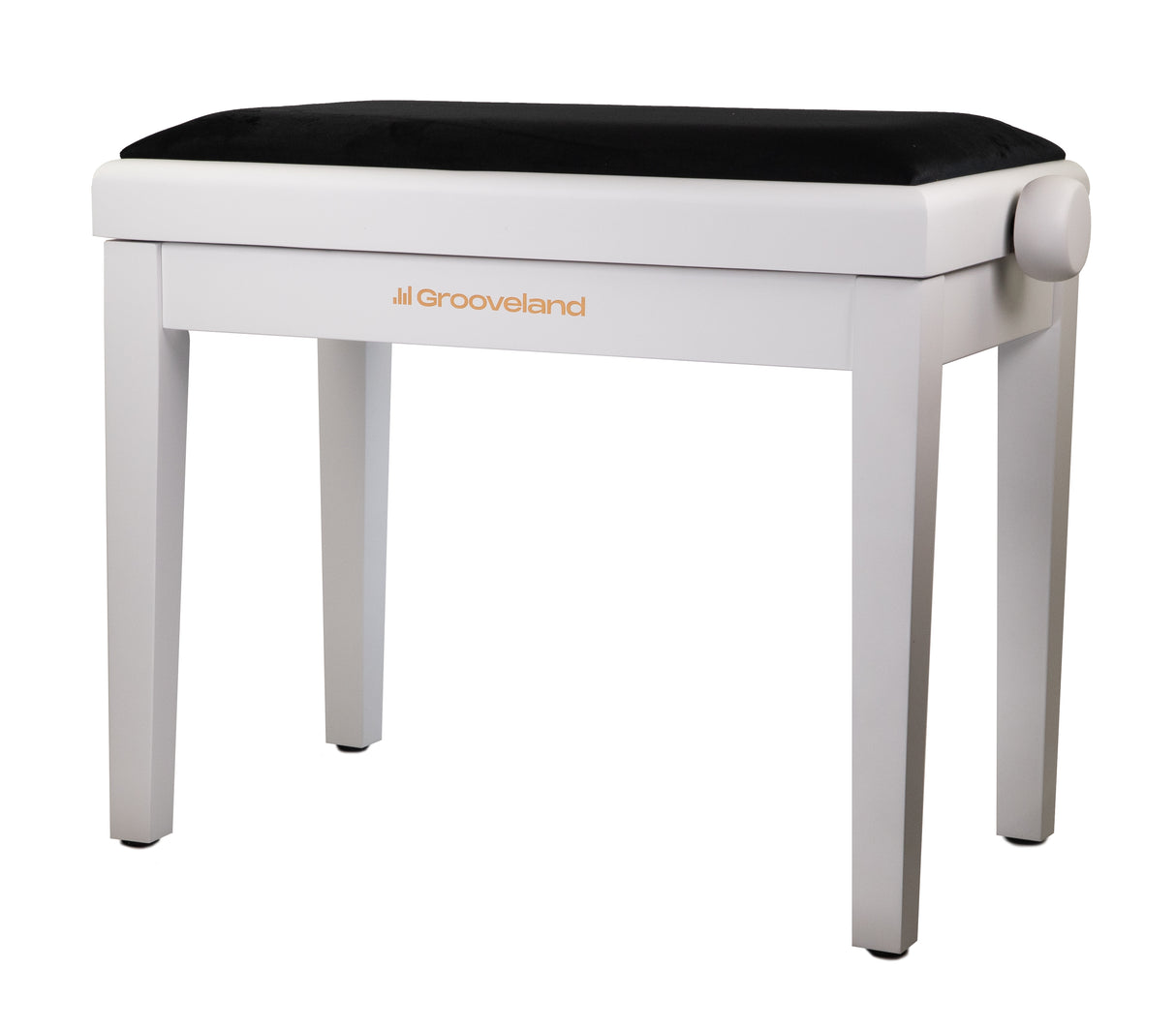 Grooveland KB200 Pianobänk (Matt Vit, Svart Sits)