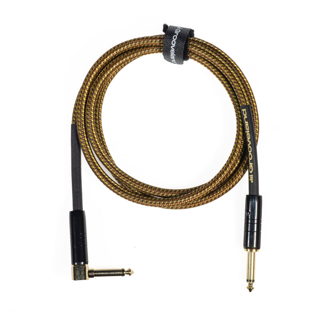 Grooveland Tweed Vinkel Gitarrkabel (1,5m - Brun)