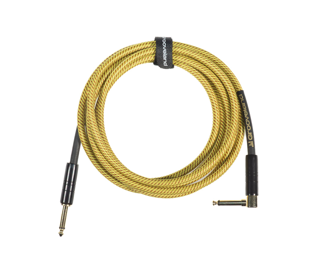 Grooveland Tweed Vinkel Gitarrkabel (3m - Gul)