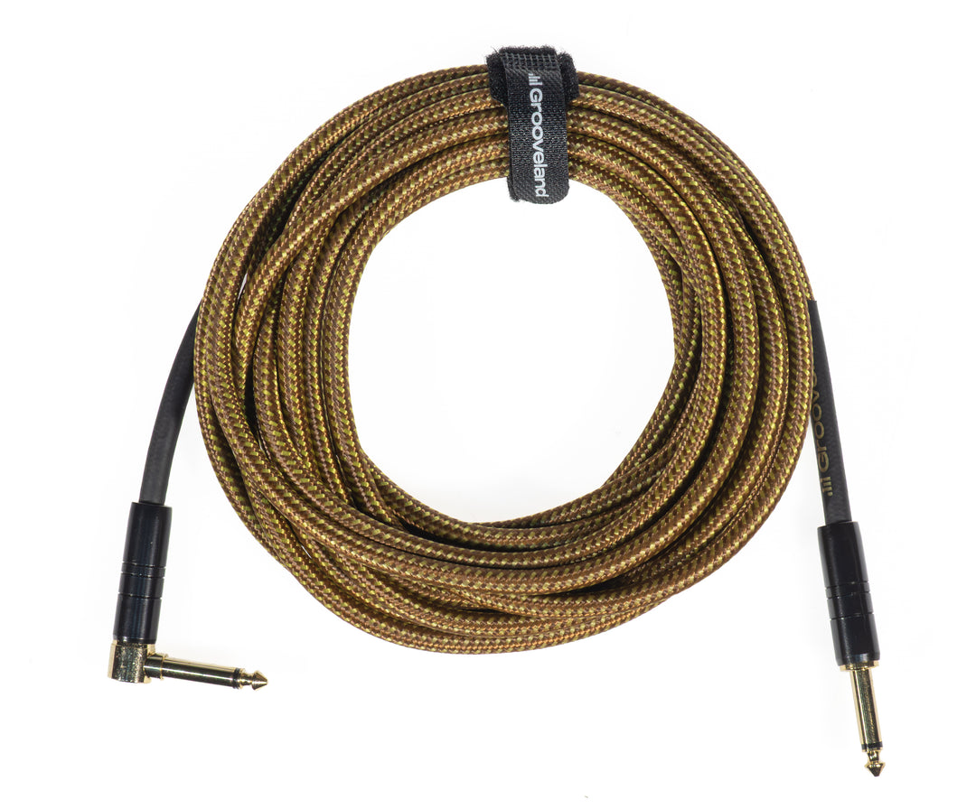 Grooveland Tweed Vinkel Gitarrkabel (6m - Brun)
