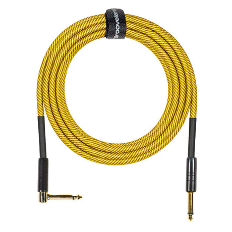 Grooveland Tweed Vinkel Gitarrkabel (6m - Gul)