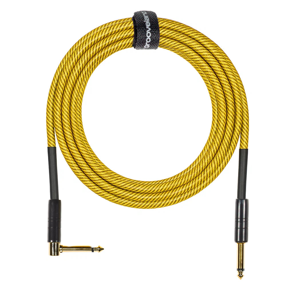 Grooveland Tweed Vinkel Gitarrkabel (6m - Gul)