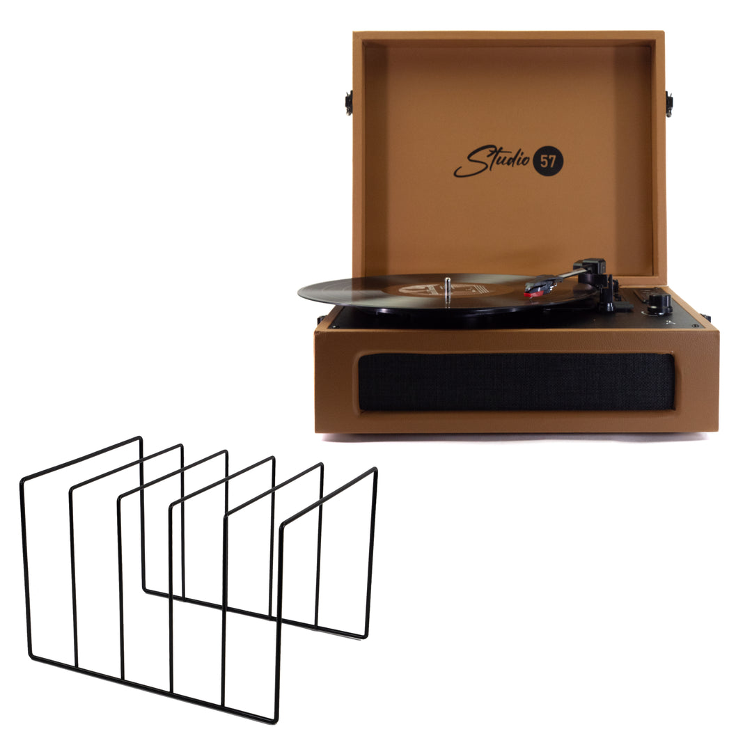 Studio 57 Groovy skivspelare med LP-ställ (Earth)