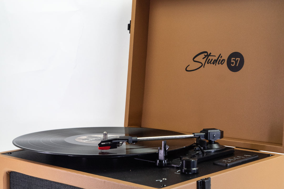Studio 57 Groovy skivspelare med LP-ställ (Earth)