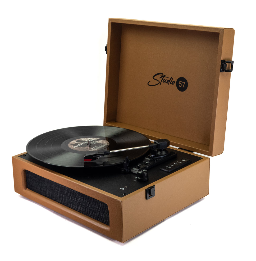 Studio 57 Groovy skivspelare med LP-ställ (Earth)