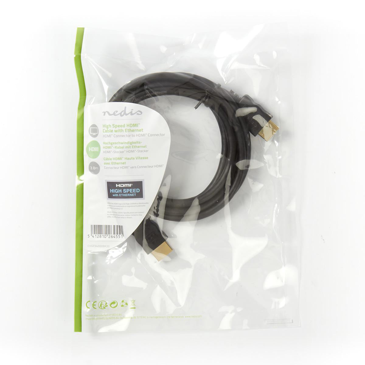 Höghastighets HDMI-kabel med Ethernet (2m)