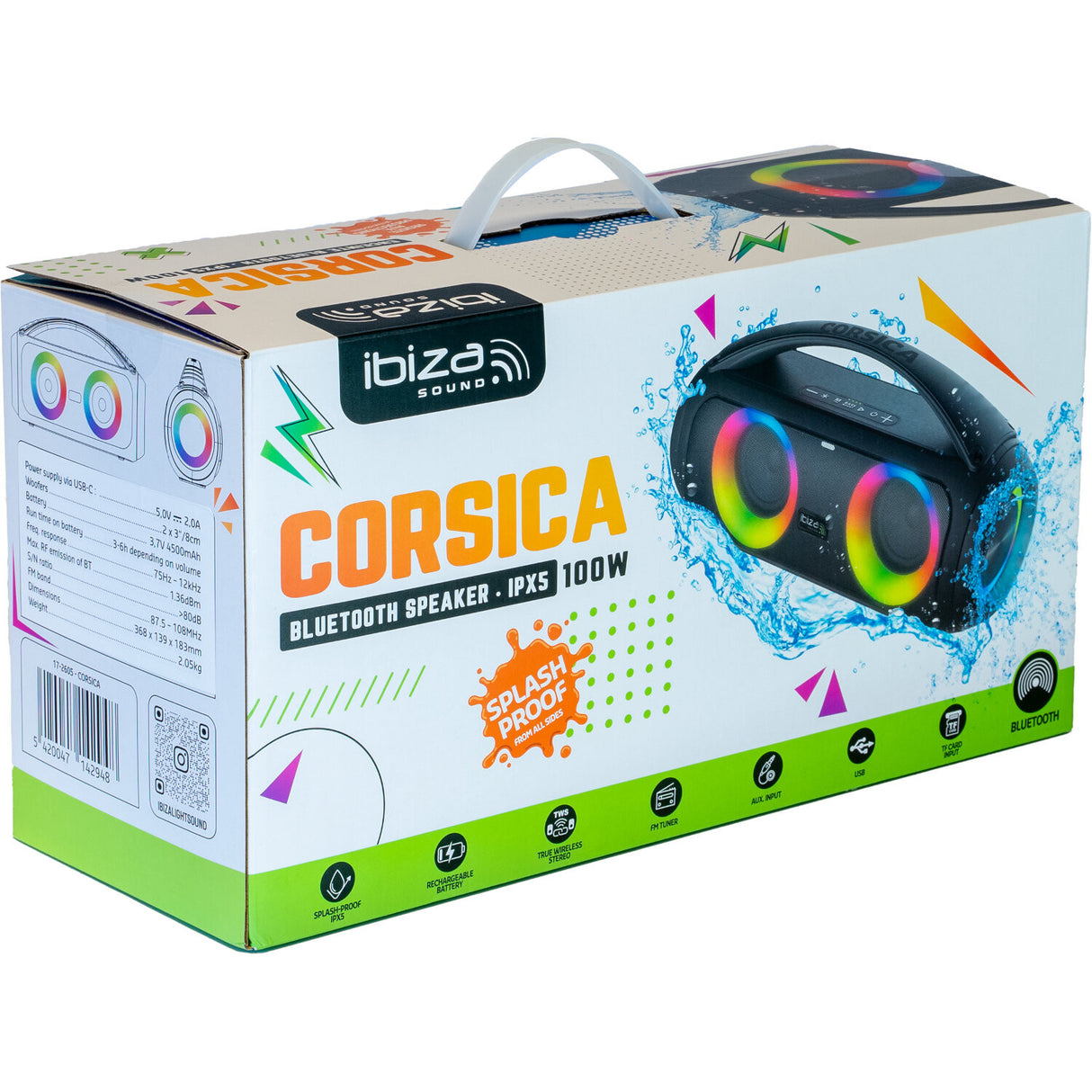 Ibiza CORSICA Boombox Bluetooth -högtalare