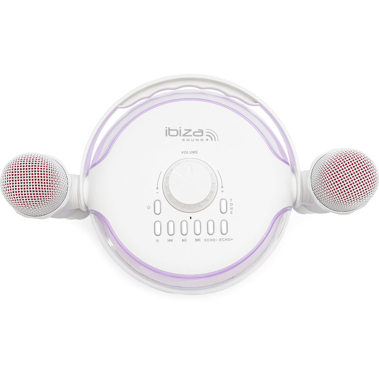 Ibiza karaokesystem med Bluetooth och 2 mikrofoner (vit)