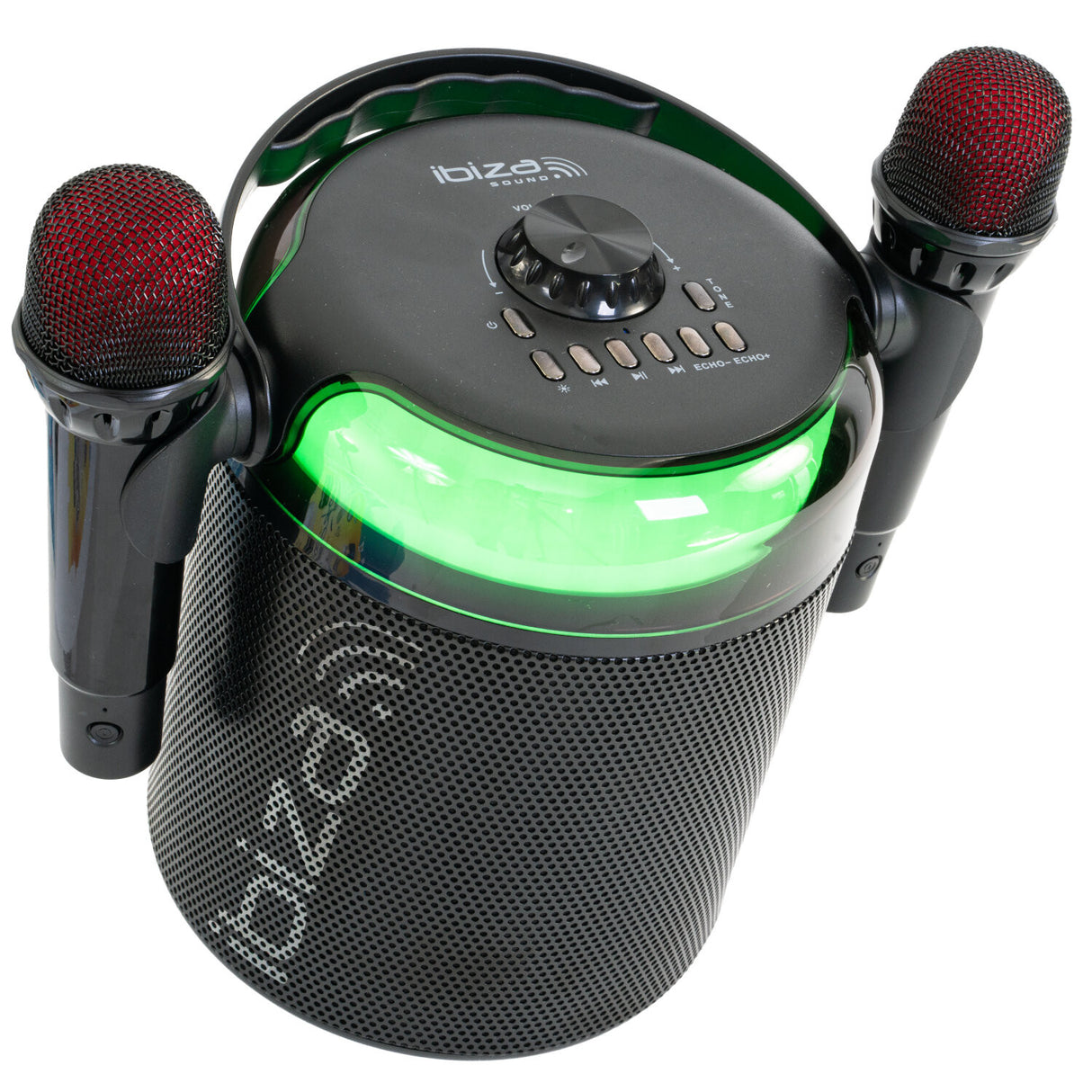 Ibiza karaokesystem med Bluetooth och 2 mikrofoner (svart)