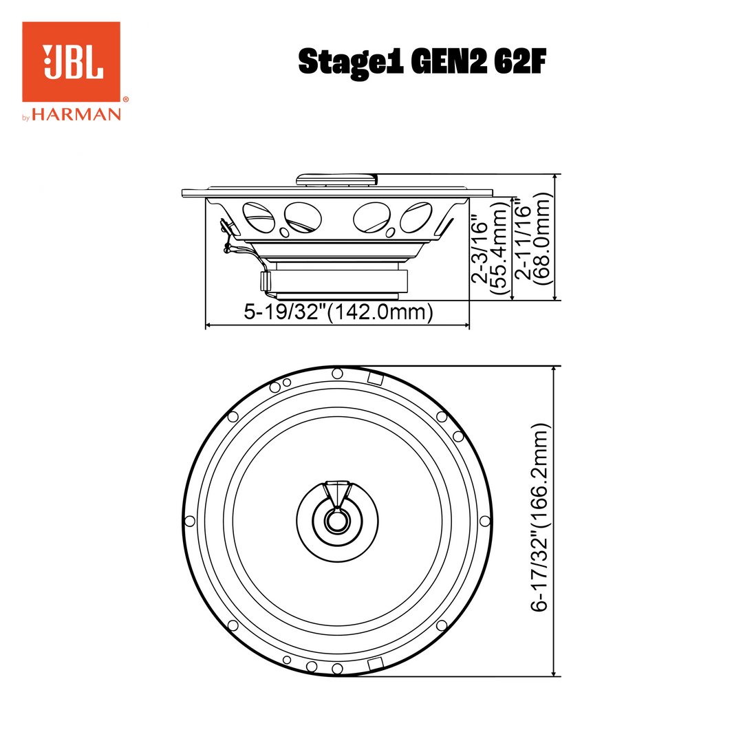 JBL Stage1 Gen2 62F 6,5" koaxiala bilhögtalare