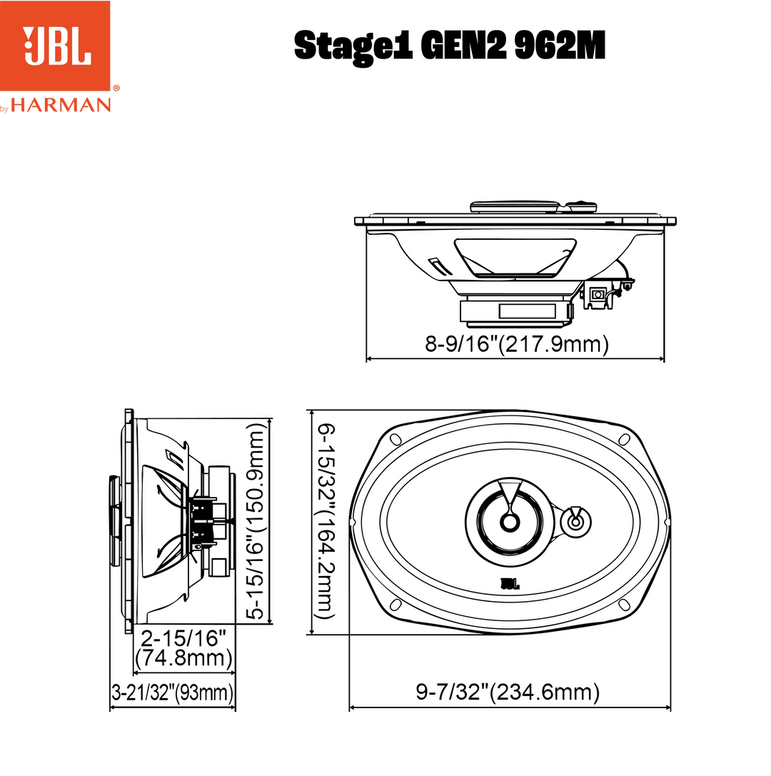 JBL Stage1 Gen2 962M 6x9" 3-vägs bilhögtalare