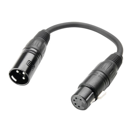 Adapterkabel DMX XLR hane 3-polig till XLR hona 5-polig