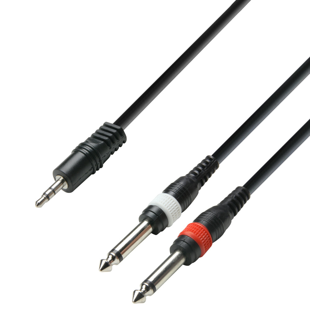 Adapterkabel 3,5 mm Jack Stereo till 2 x 6,3 mm Jack mono