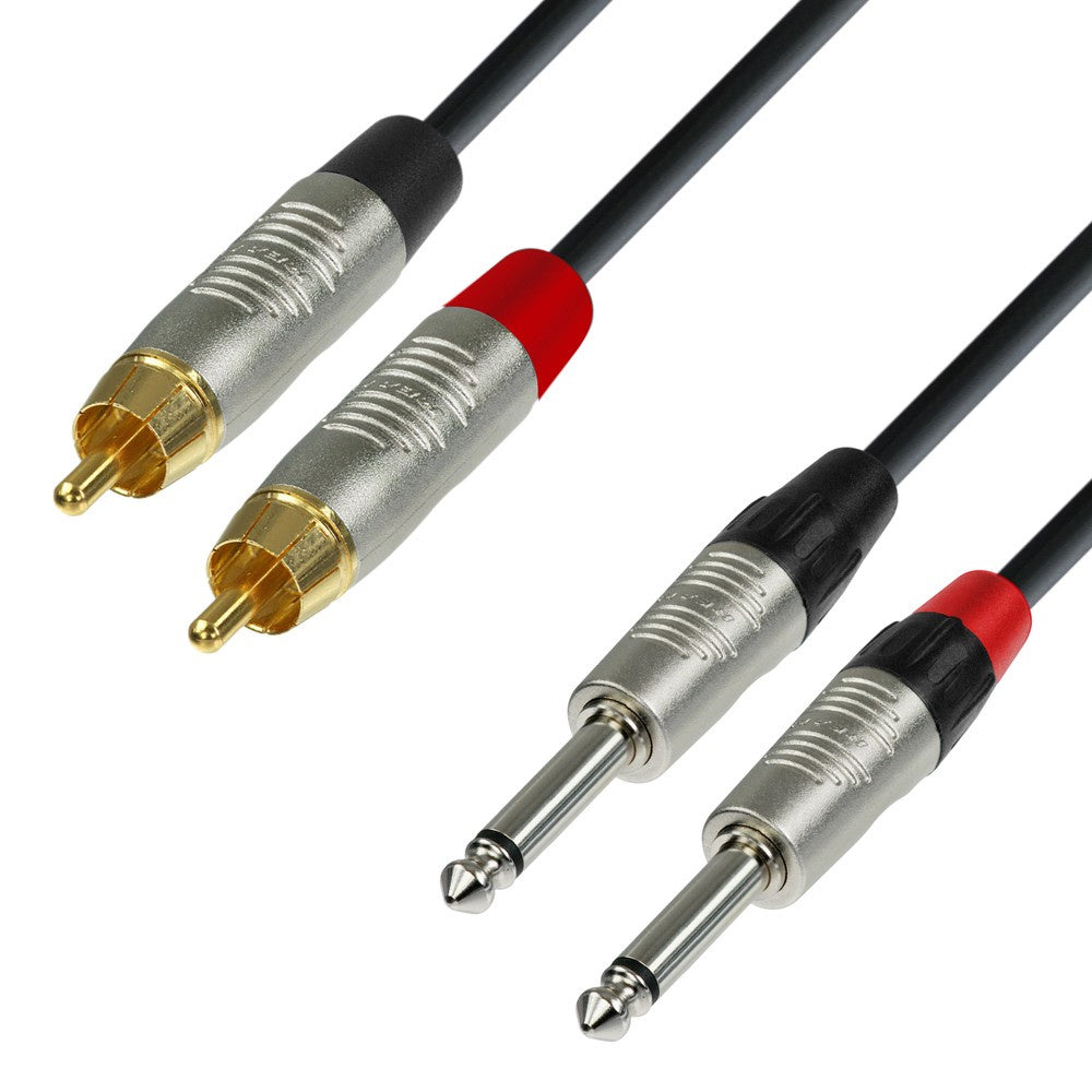 Adapterkabel 2x RCA Phono till 2x Jack (6m)