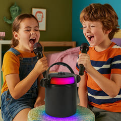 PartyZone Karaoke Set med 2 Mikrofoner (Svart) & LED PAR-ASTRO 2-i-1 Diskoljus