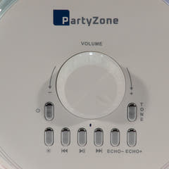 PartyZone Karaoke Set med 2 Mikrofoner (Vit) & LED PAR-ASTRO 2-i-1 Diskoljus