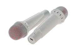 PartyZone Karaoke Set med 2 Mikrofoner (Vit) & LED PAR-ASTRO 2-i-1 Diskoljus