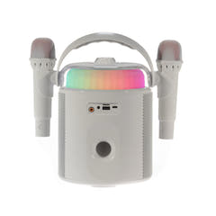 PartyZone Karaoke Set med 2 Mikrofoner (Vit) & LED PAR-ASTRO 2-i-1 Diskoljus