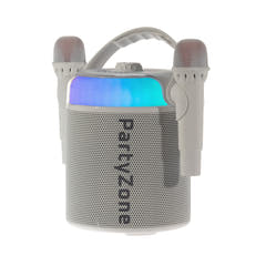 PartyZone Karaoke Set med 2 Mikrofoner (Vit) & LED PAR-ASTRO 2-i-1 Diskoljus