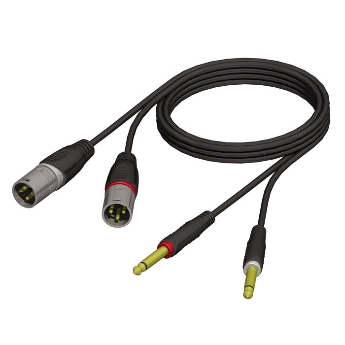 Adapterkabel 2 x XLR hane till 2 x 6,3 mm Jack mono