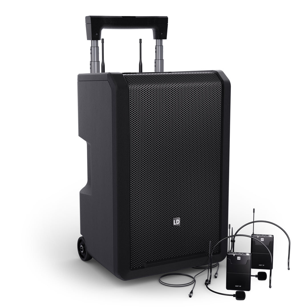 LD Systems ANNY® 10 BPH 2 B5 - 10" bärbart batteridrivet Bluetooth® PA-system med mixer och 2x headsetmikrofoner (inkl. bodypacks)