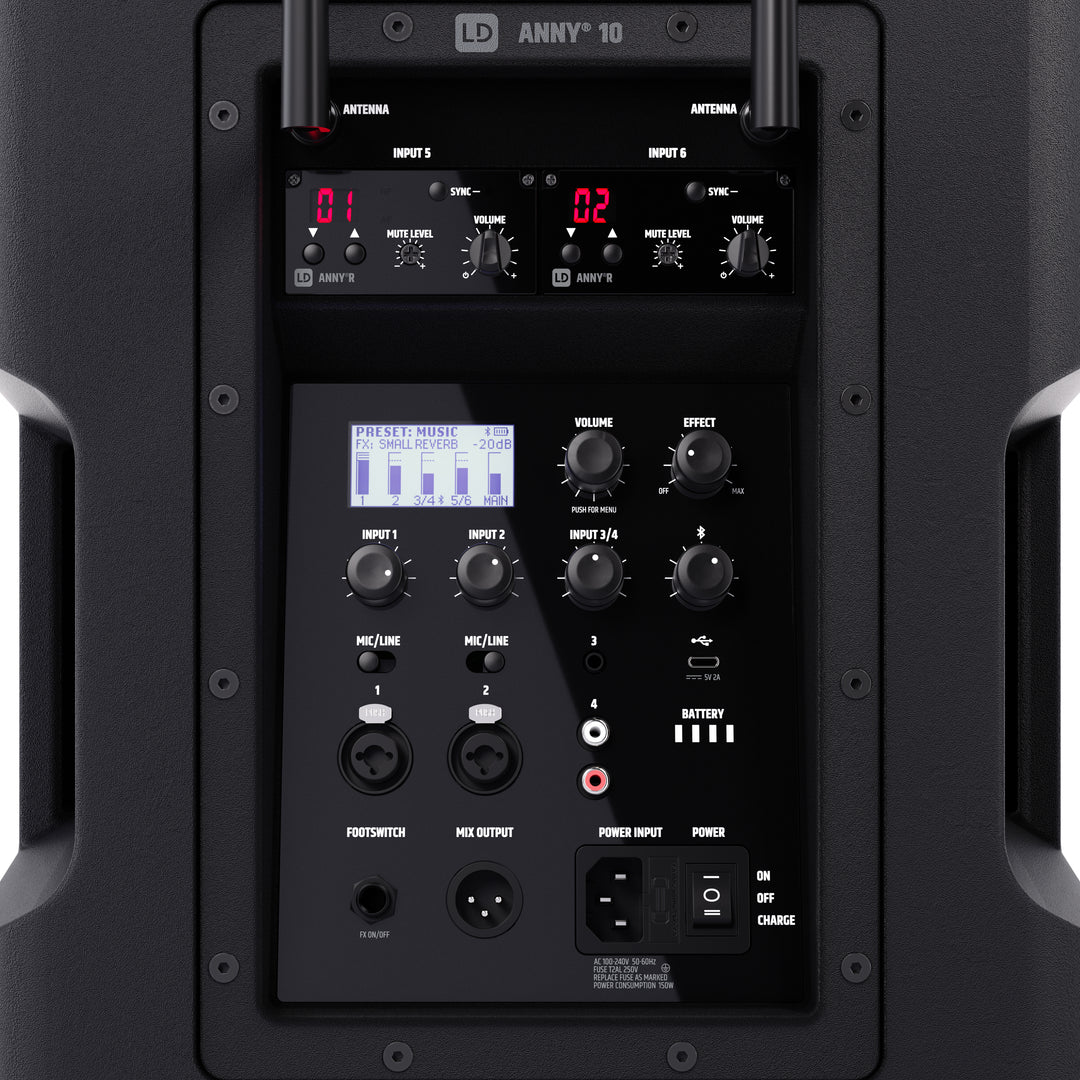 LD Systems ANNY® 10 BPH 2 B5 - 10" bärbart batteridrivet Bluetooth® PA-system med mixer och 2x headsetmikrofoner (inkl. bodypacks)