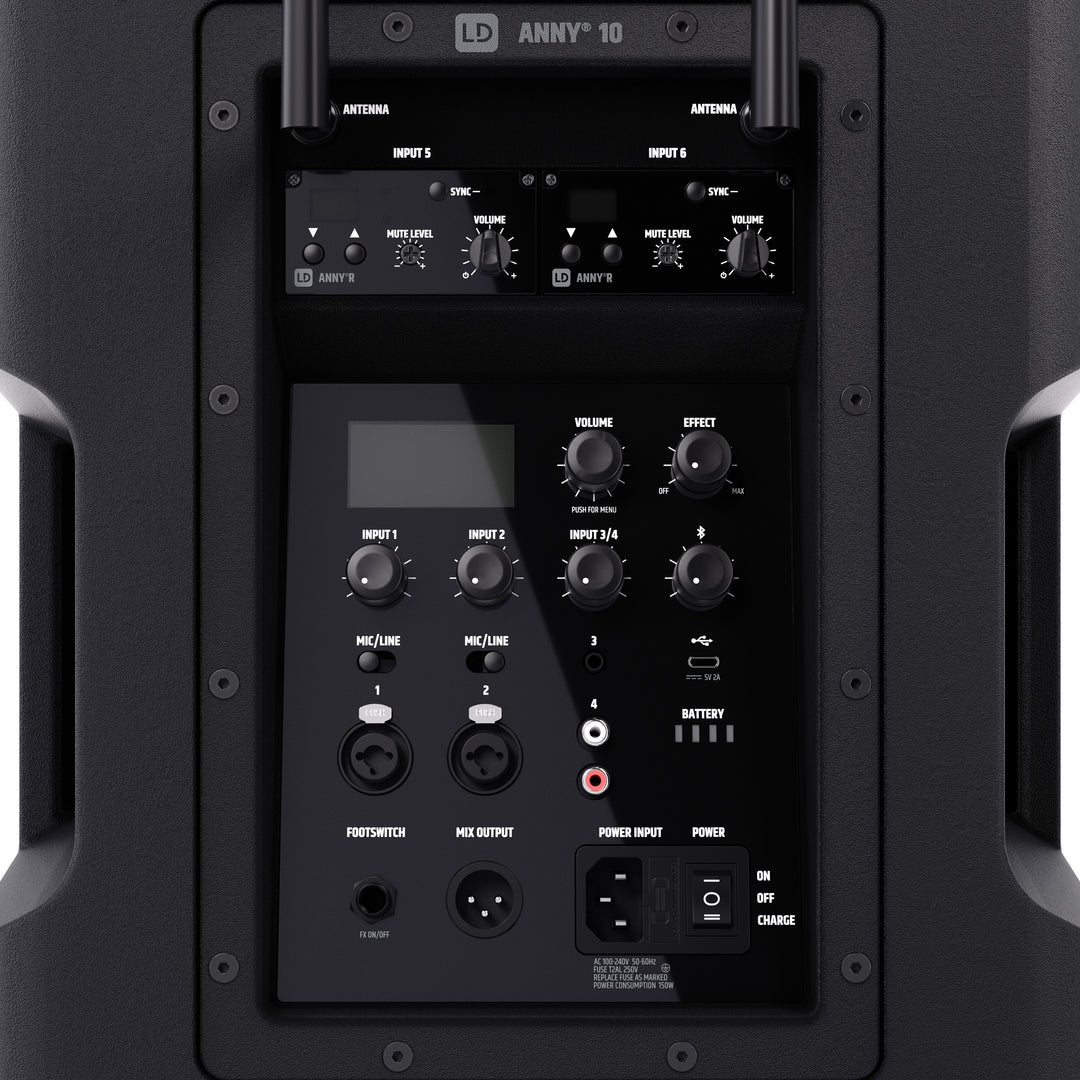 LD Systems ANNY® 10 HHD 2 B5 – 10" bärbart batteridrivet Bluetooth® PA-system med mixer och 2x trådlösa handmikrofoner