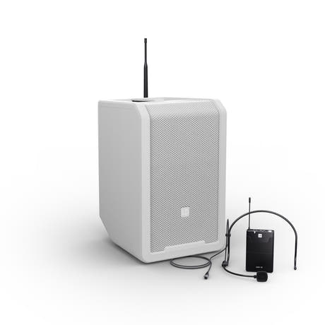 LD Systems ANNY® 8 BPH B5 W - Portabel batteridriven Bluetooth® PA-högtalare med mixer och 1x headsetmikrofon (inkl. bodypack), Ren vit