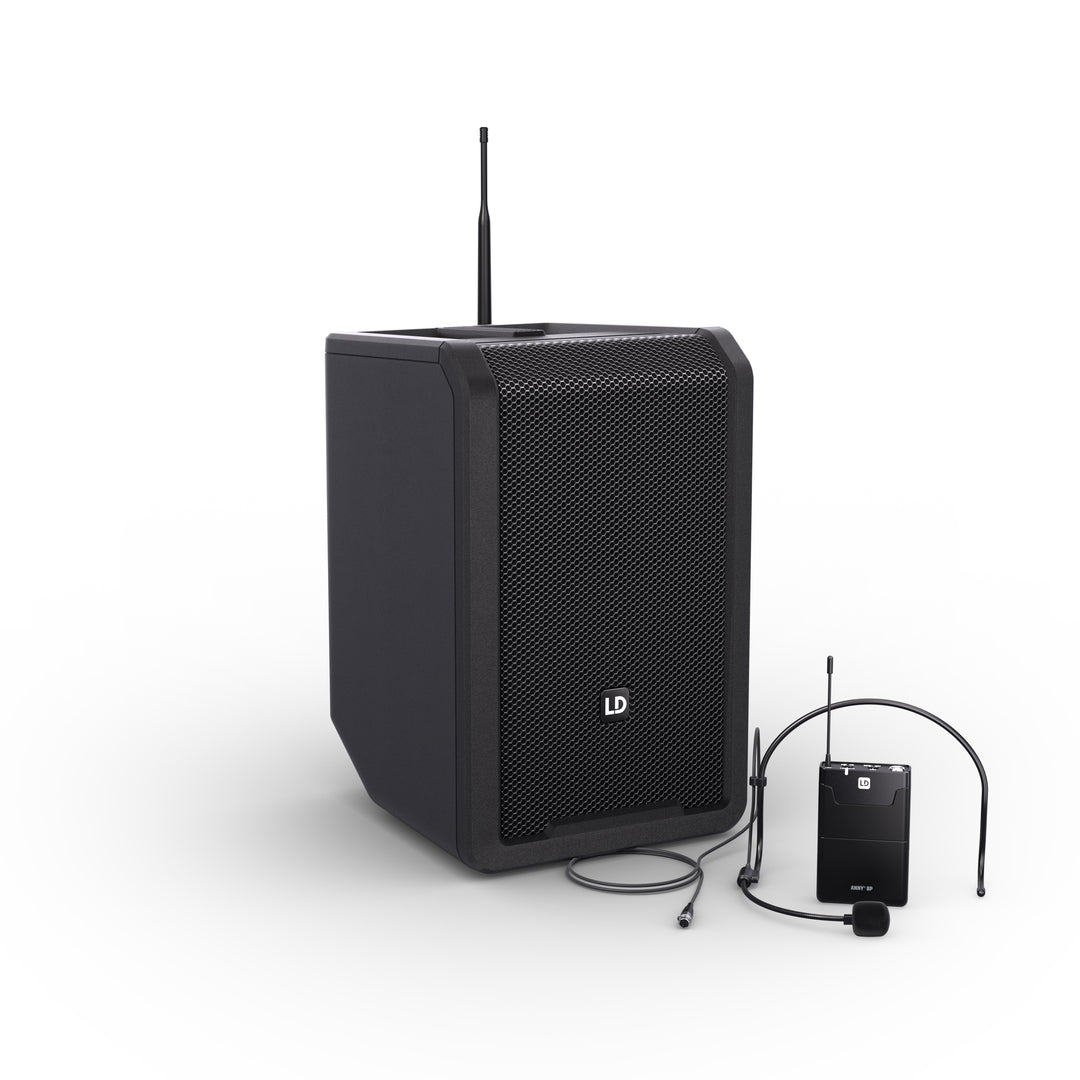LD Systems ANNY® 8 BPH B5 - Portabel batteridriven Bluetooth® PA-högtalare med mixer och 1x headsetmikrofon (inkl. bodypack), Stage Black