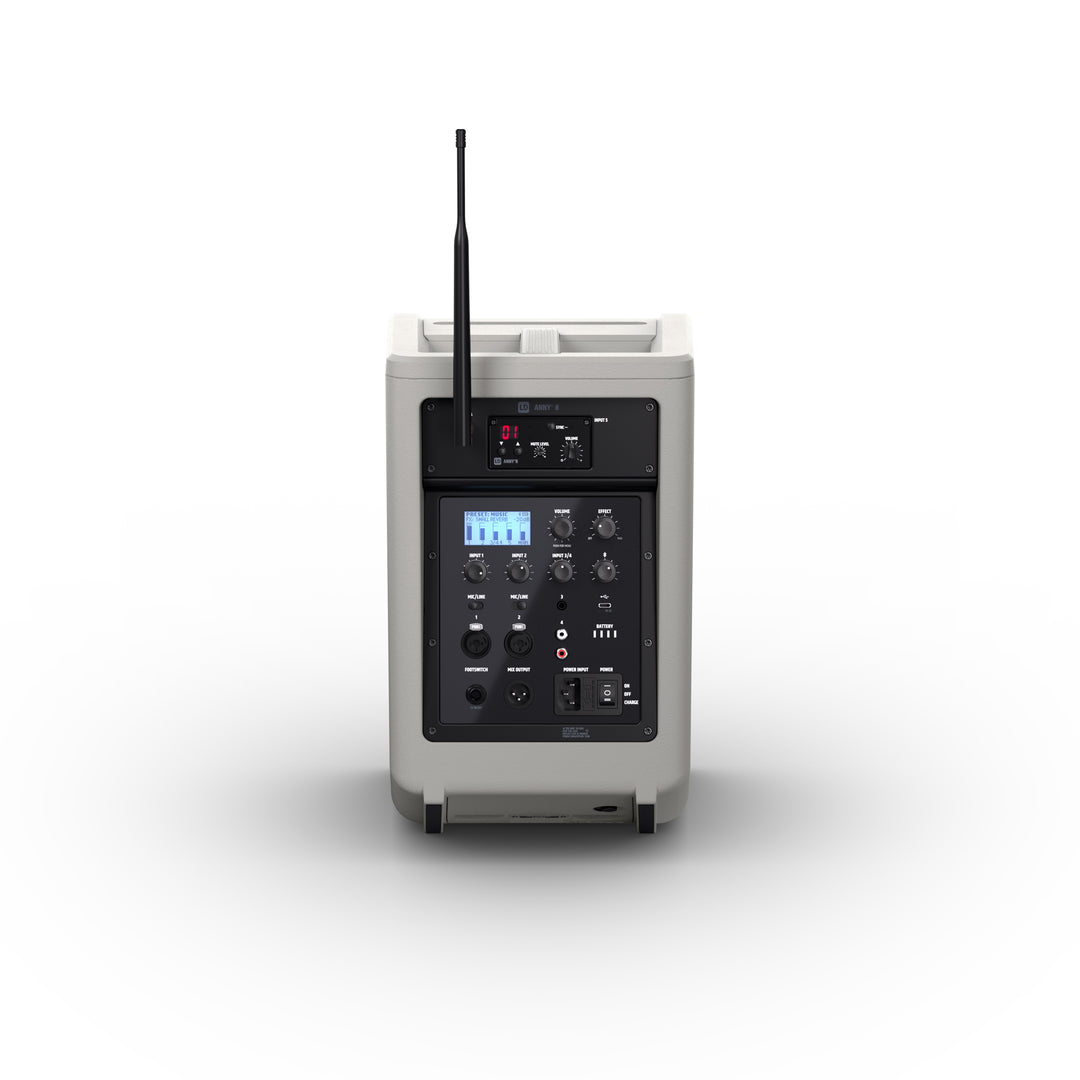 LD Systems ANNY® 8 BPH B6 G - Portabel batteridriven Bluetooth® PA-högtalare med mixer och 1x headsetmikrofon (inkl. bodypack), Urban Grey