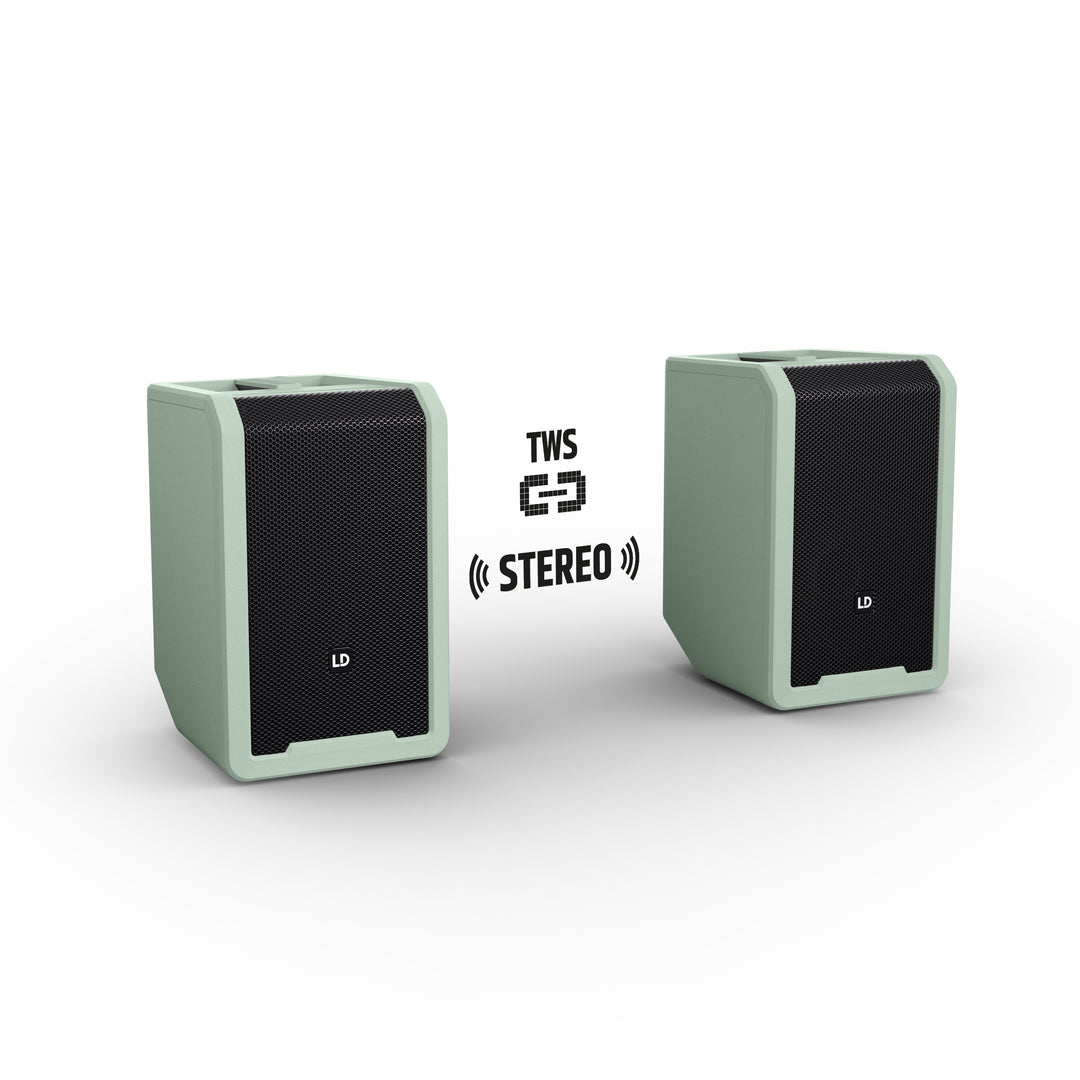 LD Systems ANNY® 8 HHD B6 GN - Portabel batteridriven Bluetooth® PA-högtalare med mixer och 1x trådlös handhållen mikrofon, Adventure Green