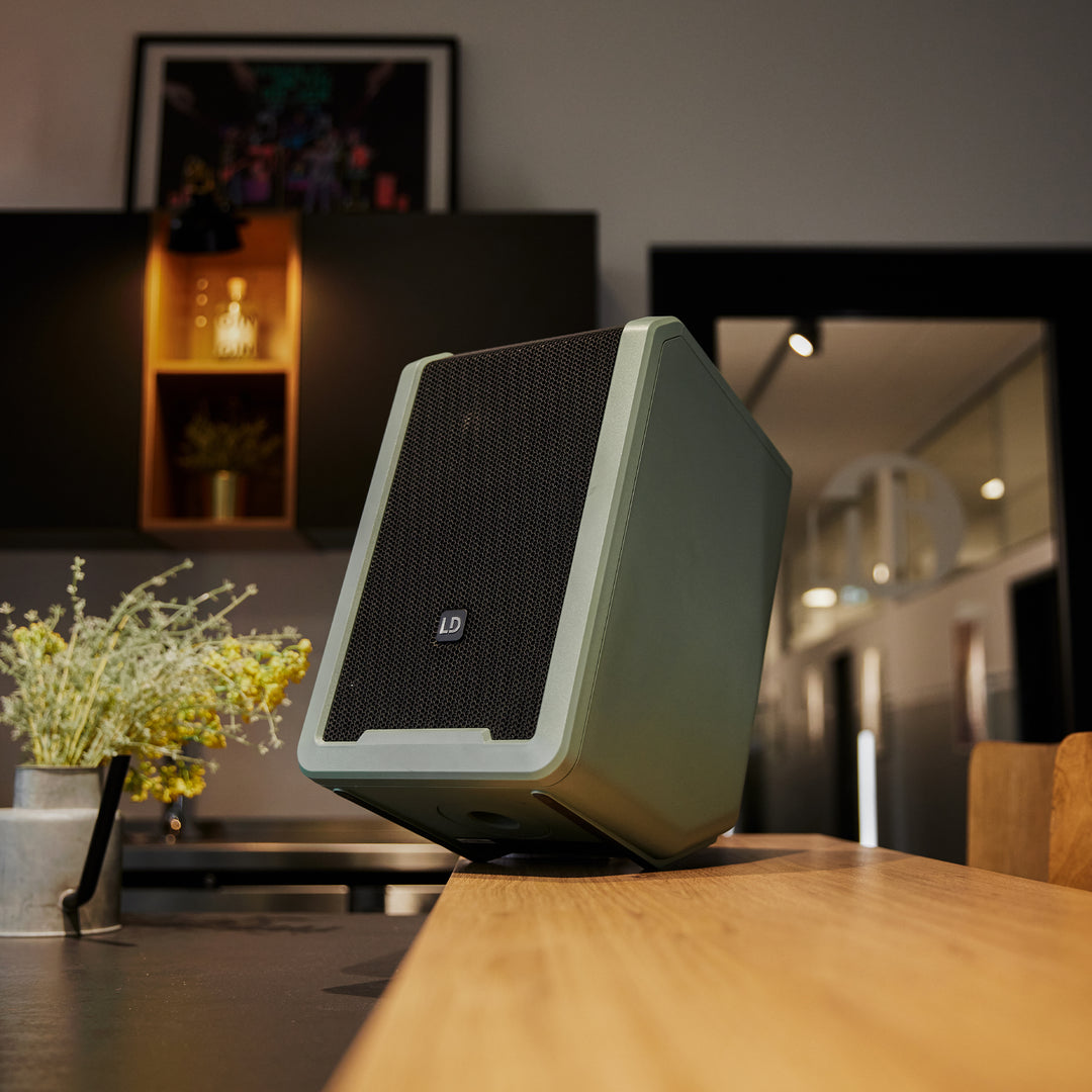 LD Systems ANNY® 8 HHD B6 GN - Portabel batteridriven Bluetooth® PA-högtalare med mixer och 1x trådlös handhållen mikrofon, Adventure Green