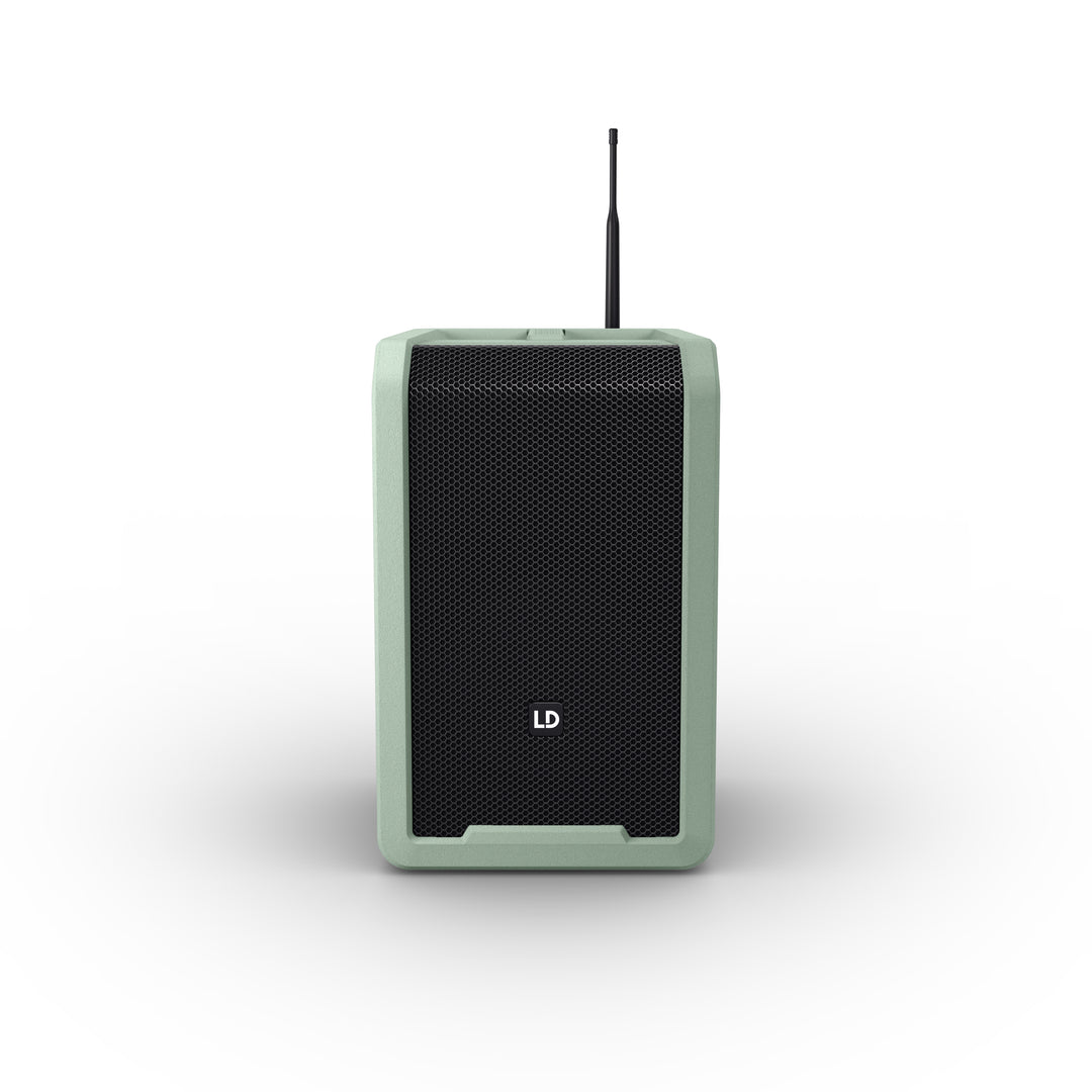 LD Systems ANNY® 8 HHD B6 GN - Portabel batteridriven Bluetooth® PA-högtalare med mixer och 1x trådlös handhållen mikrofon, Adventure Green