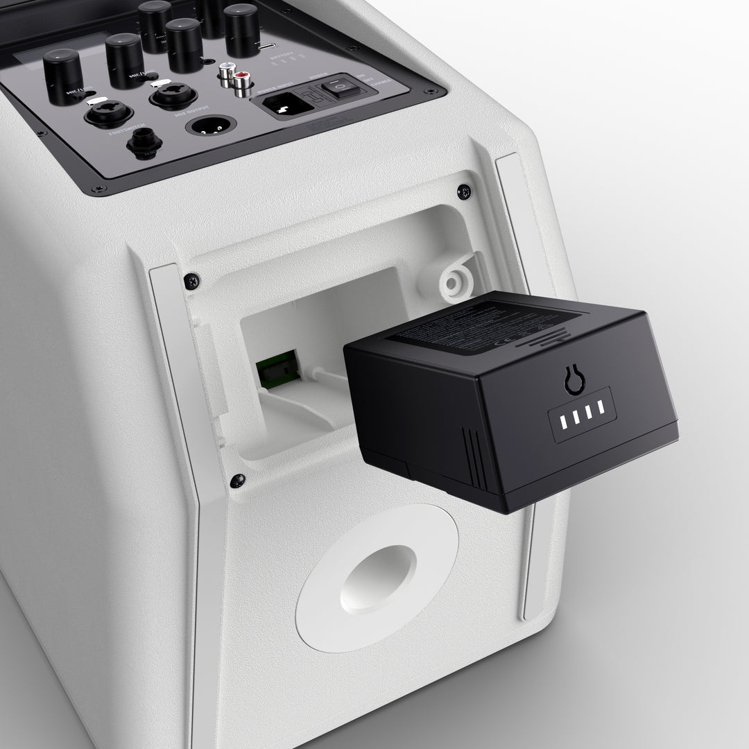 LD Systems ANNY® 8 HHD B6 W - Portabel batteridriven Bluetooth® PA-högtalare med mixer och 1x trådlös handhållen mikrofon, Ren vit