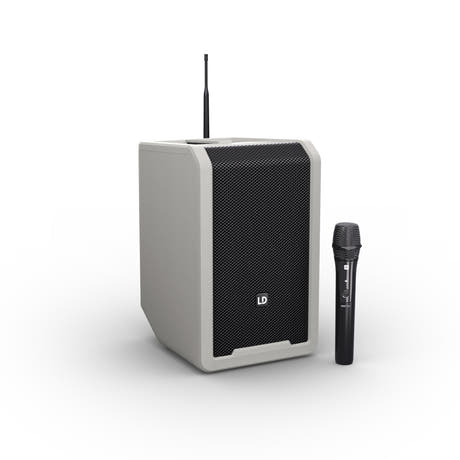 LD Systems ANNY® 8 HHD B8 G - Portabel batteridriven Bluetooth® PA-högtalare med mixer och 1x trådlös handhållen mikrofon, Urban Grey