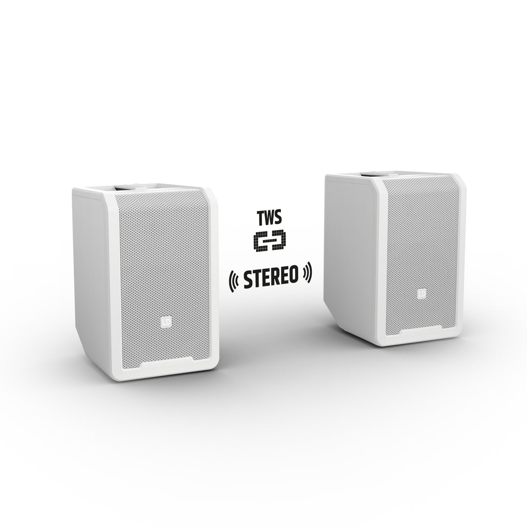 LD Systems ANNY® 8 HHD B8 W - Portabel batteridriven Bluetooth® PA-högtalare med mixer och 1x trådlös handhållen mikrofon, ren vit