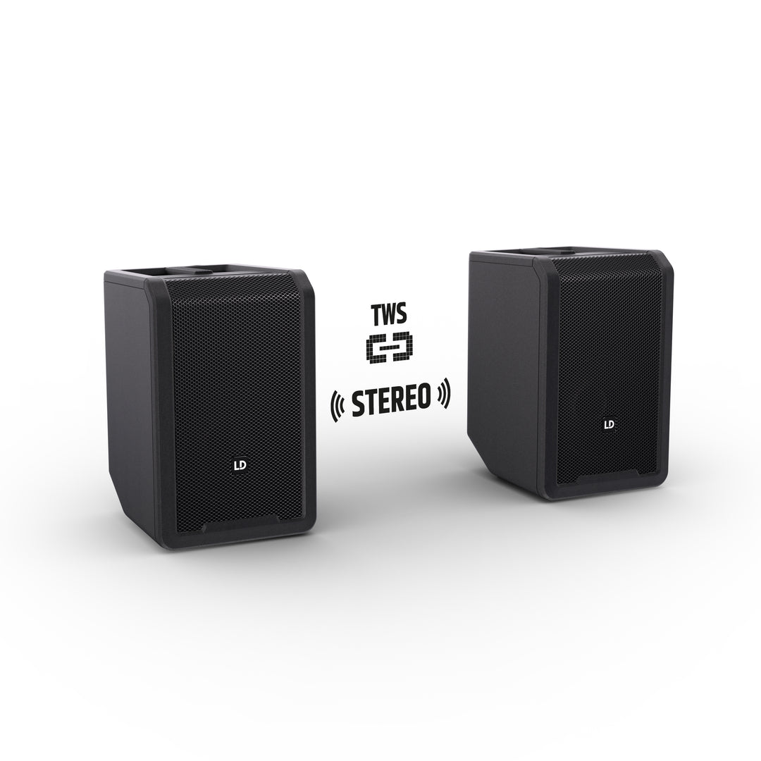 LD Systems ANNY® 8 HHD B8 - Portabel batteridriven Bluetooth® PA-högtalare med mixer och 1 x trådlös handhållen mikrofon, Stage Black