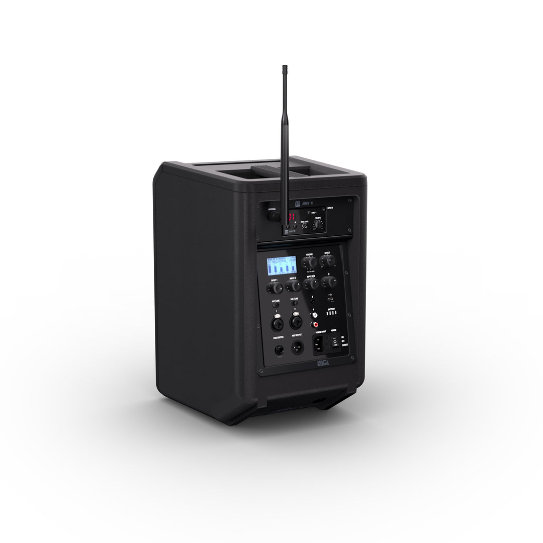 LD Systems ANNY® 8 HHD B8 - Portabel batteridriven Bluetooth® PA-högtalare med mixer och 1 x trådlös handhållen mikrofon, Stage Black