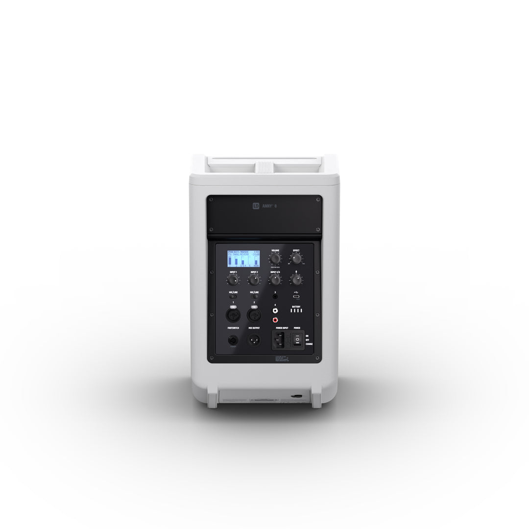 LD Systems ANNY® 8 W - Portabel batteridriven Bluetooth® PA-högtalare med mixer, ren vit
