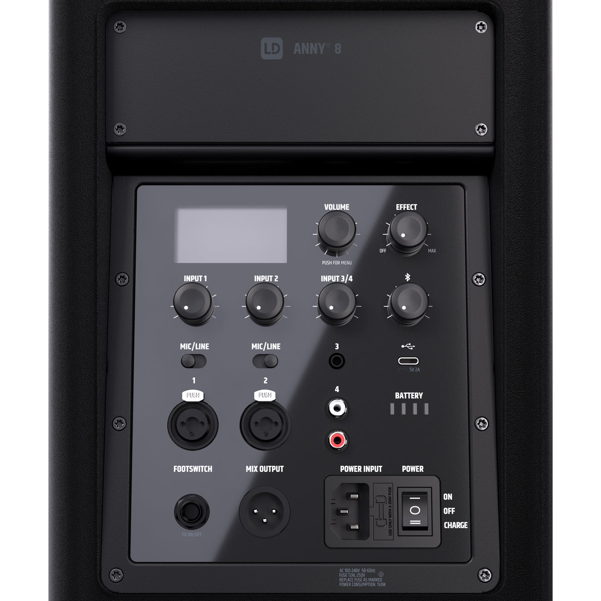 LD Systems ANNY® 8 - Portabel batteridriven Bluetooth® PA-högtalare med mixer, Stage Black
